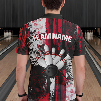 Personalized Bowling Polo, Quarter Zip Shirts For Mens Custom Bowling Team League Jersey NQS9526