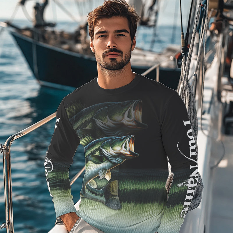 Largemouth Bass fishing green scales Custom sun protection Bass fishing jerseys, custom fishing gifts NQS9686