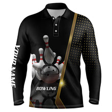 Load image into Gallery viewer, Black personalized bowling shirt for men – custom name design side view