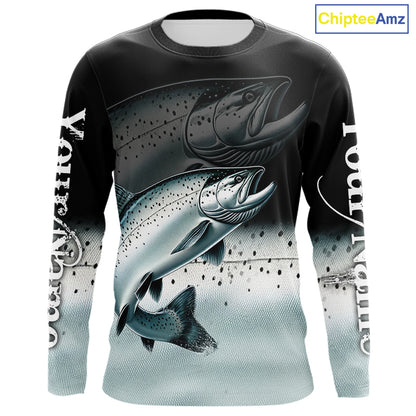 Salmon fishing scales Custom name sun protection personalized fishing gifts, Salmon fishing jerseys NQS10652