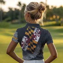Load image into Gallery viewer, Personalized golf polo shirts for Women Vintage Maryland Flag Custom patriotic golf tops for ladies NQS9537