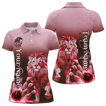 Load image into Gallery viewer, Red Lightning Lion Bowling Polo, Quarter Zip Shirts for Women Custom Lion Bowling Team jerseys NQS9692