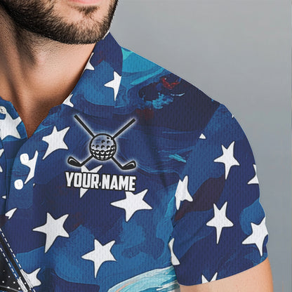 Red, White and Blue American Flag Golf Polo Shirts For Men Custom Patriotic Team Golf Shirt For Golfer NQS9695