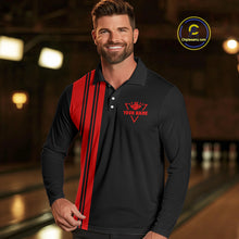 Load image into Gallery viewer, Black and Red retro Bowling shirts for men custom Today's forecast bowling with a chance of cussing NQS10452