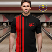 Load image into Gallery viewer, Black and Red retro Bowling shirts for men custom Today's forecast bowling with a chance of cussing NQS10452