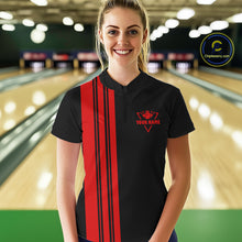Load image into Gallery viewer, Black and Red retro Bowling shirts for Women custom Today's forecast bowling with a chance of cussing NQS10452