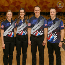 Load image into Gallery viewer, Red, White &amp; Blue Smoke American Flag Bowling shirts For Women Custom patriotic Team bowling jersey NQS11269