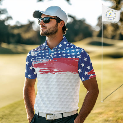 Personalized Red, White and Blue American Flag Men golf polo shirts Custom patriotic mens golf wear NQS9550