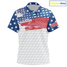 Load image into Gallery viewer, Personalized Red, White and Blue American Flag Kid golf polo shirt Custom patriotic golf tops for Kid NQS9550