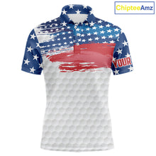Load image into Gallery viewer, Personalized Red, White and Blue American Flag Men golf polo shirts Custom patriotic mens golf wear NQS9550