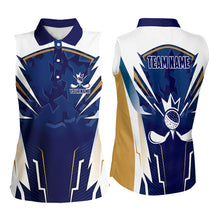 Load image into Gallery viewer, White and Blue Camo Custom womens golf shirts sleeveless, ladies golf outfit team golf shirts NQS9710