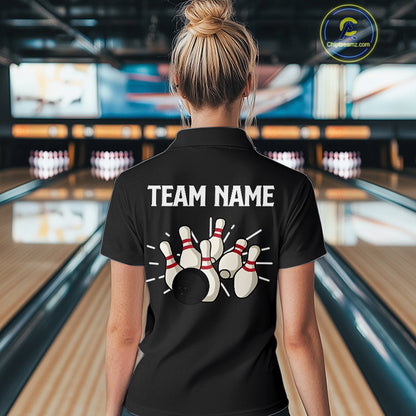 Retro Black argyle pattern Bowling shirts For Women custom bowling team jerseys Bowler Outfits NQS10276