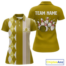 Load image into Gallery viewer, Retro Yellow argyle pattern Bowling shirts For Women custom bowling team jerseys Bowler Outfits NQS10277