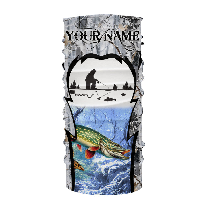 Northern Pike ice fishing Winter camo custom unisex Long sleeve fishing shirt, Ice fishing Pike jersey NQS9192