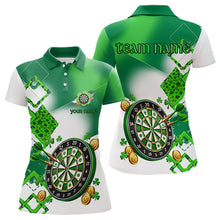 Load image into Gallery viewer, Green shamrock Women Darts Polo, Quarter Zip shirts Custom St Patrick Day team league darts jersey NQS9557
