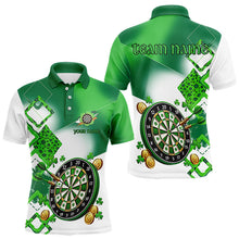 Load image into Gallery viewer, Green shamrock Mens Darts Polo, Quarter Zip shirts Custom St Patrick Day team league darts jersey NQS9557