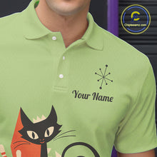Load image into Gallery viewer, Custom retro bowling shirts Cat Bowling jersey for men Team Bowling Polo, 1/4 Zip Shirts | Green NQS11670