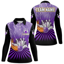 Load image into Gallery viewer, Women Bowling Shirts Custom lightning storm vintage Bowling Team Jersey, gift for Bowlers | Purple NQS8283