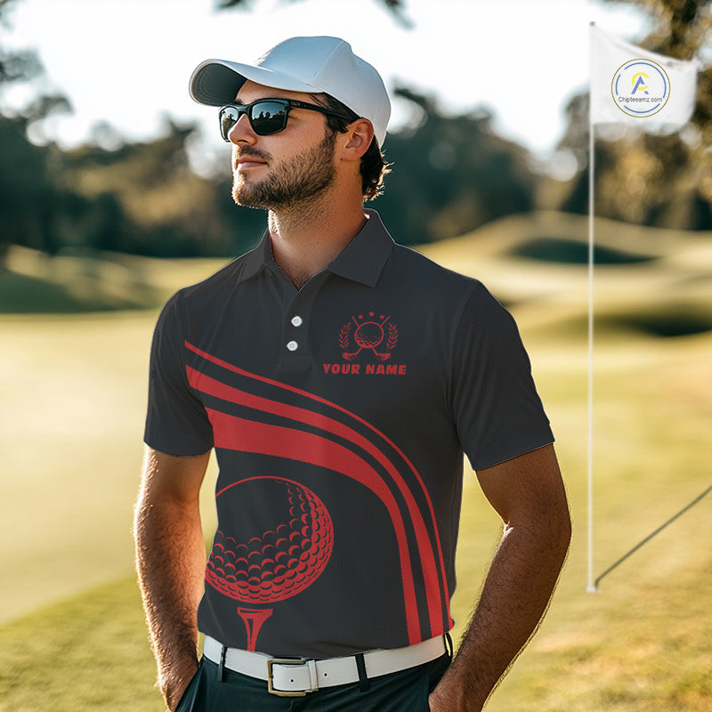 Personalized polo golf shirts for men custom black and red mens golf shirts team golf jersey NQS11075
