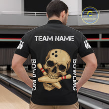 Load image into Gallery viewer, Personalized Skull Bowling Shirts For Men Custom Team's Name Skull Bowler Jerseys | Black NQS11081