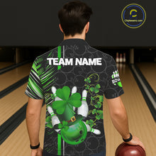 Load image into Gallery viewer, Black and Green Camo Bowling Hawaiian shirt Custom St Patrick Shamrock Lucky Team bowling Jersey NQS11671