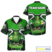Load image into Gallery viewer, Funny Bowling and Beer Green Shamrock Bowling Hawaiian shirt Custom St Patrick Team bowling Jerseys NQS11672