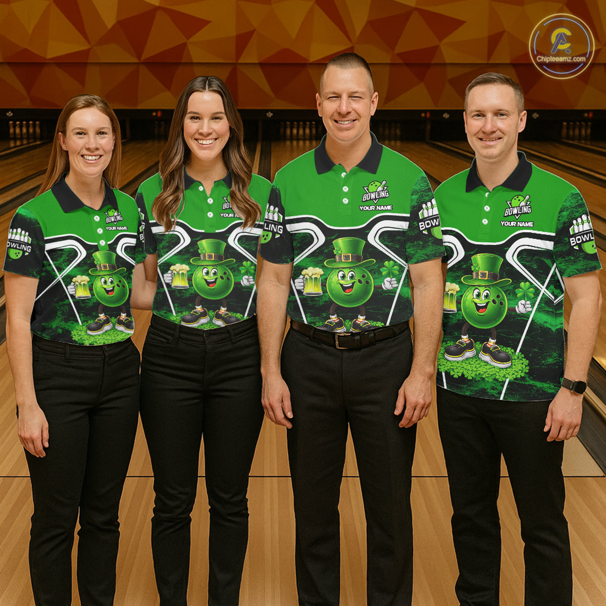 Funny Bowling and Beer Green Shamrock Bowling shirts for Men Custom St Patrick Team bowling Jerseys NQS11672