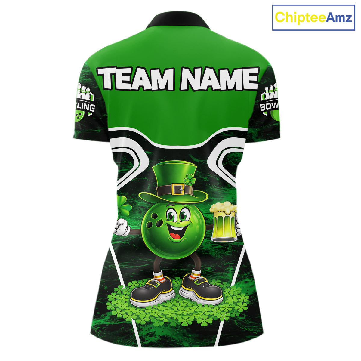 Funny Bowling and Beer Green Shamrock Bowling shirts for Women Custom St Patrick Team bowling Jerseys NQS11672