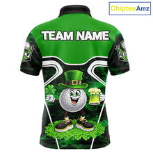 Load image into Gallery viewer, Funny Golf and Beer Green Shamrock Golf shirts for Men Custom St Patrick Team Men's Golf Jerseys NQS11673
