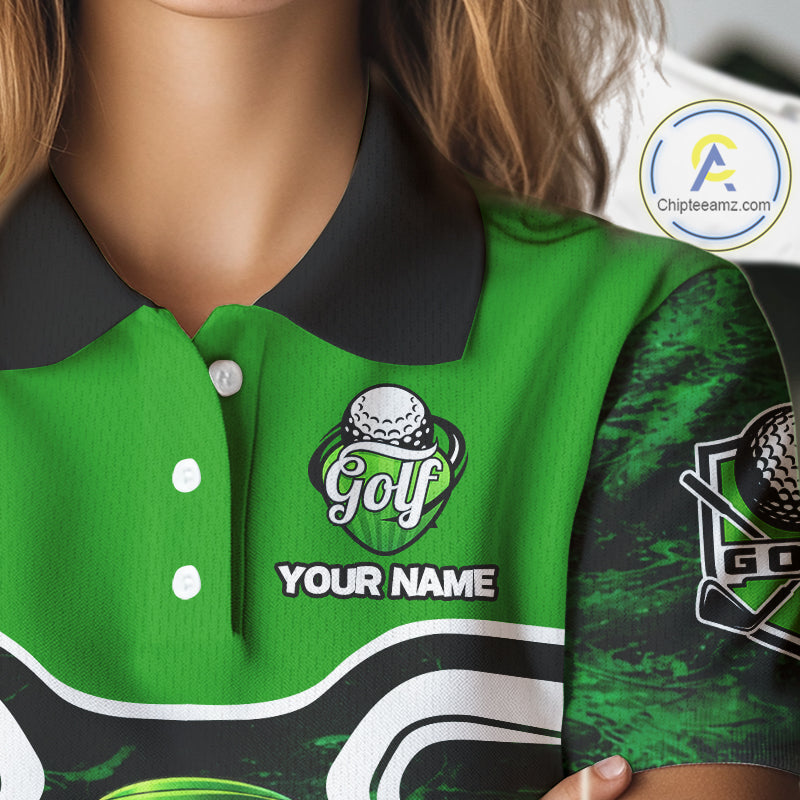Funny Golf and Beer Green Shamrock Golf shirts for Women Custom St Patrick Team Ladies Golf Jerseys NQS11673