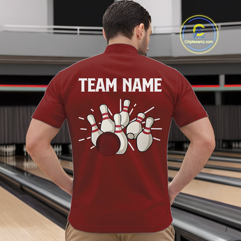 Retro Red argyle pattern Bowling shirts For Men custom bowling team jerseys Bowler Outfits NQS10151