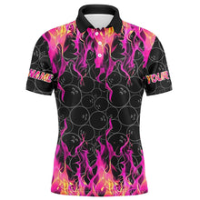 Load image into Gallery viewer, Black and Pink Flame camo Men bowling shirts Custom Flame Bowling Shirt Team Bowling Jersey NQS8304