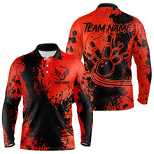 Load image into Gallery viewer, Black and Red Mens Bowling Polo, Quarter Zip Shirts Custom Bowling Team League Jerseys NQS9569