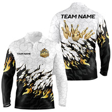 Load image into Gallery viewer, Black and White Camo Bowling Shirts For Men Custom Bowling Team League Jerseys | Gold NQS9576
