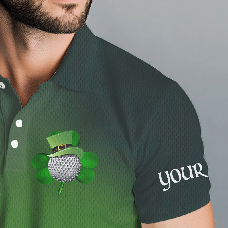 Funny Green golf ball St Patrick Day Custom Men golf polo shirts, personalized golf attire for men NQS9589