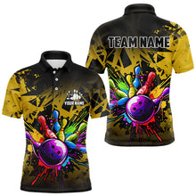 Load image into Gallery viewer, Colorful bowling jerseys Polo, 1/4 Zip Shirt for Men Custom Bowling Team shirts for bowler | Yellow NQS9728