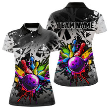 Load image into Gallery viewer, Colorful bowling jersey Polo, 1/4 Zip Shirt for Women Custom Bowling Team shirts for bowler| White NQS9729