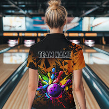 Load image into Gallery viewer, Colorful bowling jersey Polo, 1/4 Zip Shirt for Women Custom Bowling Team shirts for bowler| Orange NQS9730