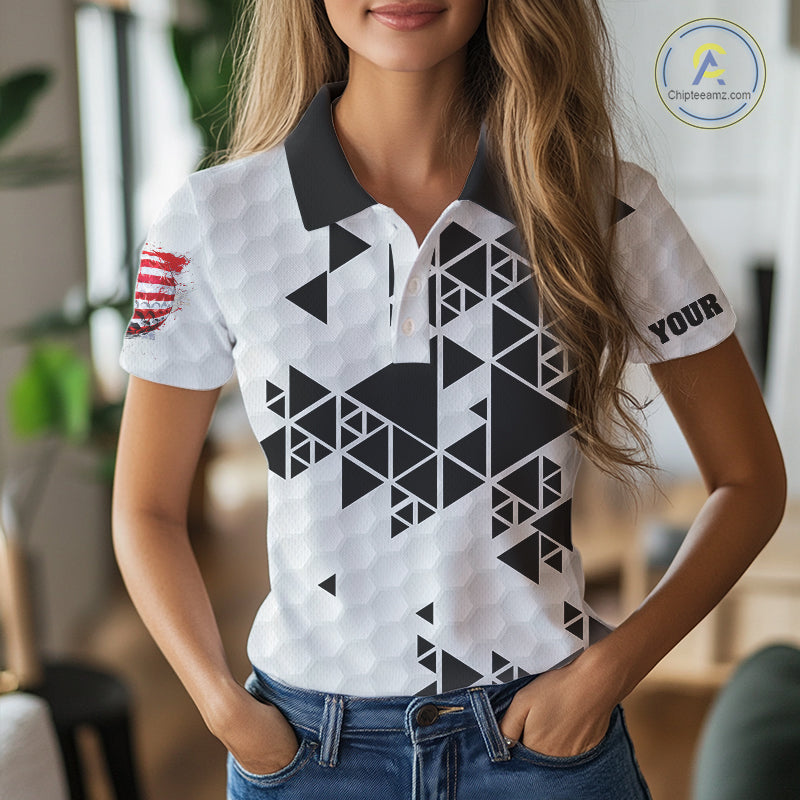 Funny Women golf polo shirts black and white custom I was one under today, under a tree, bush, water NQS10164