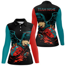 Load image into Gallery viewer, Personalized Retro Eagle Bowling Polo, 1/4 Zip Shirt for Women, Custom Team's Name Cool Bowler Jerseys NQS7892