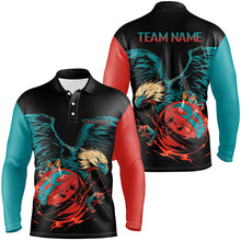 Load image into Gallery viewer, Personalized Retro Eagle Bowling Polo, 1/4 Zip Shirts for Men, Custom Team's Name Cool Bowler Jerseys NQS7892