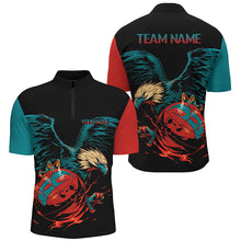 Load image into Gallery viewer, Personalized Retro Eagle Bowling Polo, 1/4 Zip Shirts for Men, Custom Team's Name Cool Bowler Jerseys NQS7892