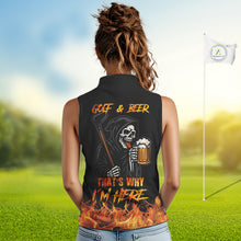 Load image into Gallery viewer, Funny Skull Reaper Lightning Flame Women Sleeveless Polo Shirt custom Golf &amp; Beer That's why I'm here NQS10932