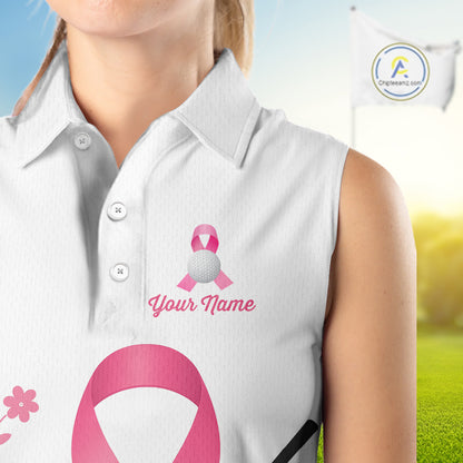 Pink ribbon golf ball club Sleeveless Polo golf shirt Custom Breast cancer awareness team golf jersey NQS10506