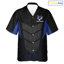 Load image into Gallery viewer, Navy blue and Black Bowling Hawaiian Shirt Custom Team bowling button up jerseys NQS11532