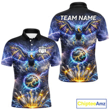 Load image into Gallery viewer, Custom Blue Lightning Thunder Eagle Bowling team shirts For Men, cool Bowling jersey gift for bowlers NQS11537