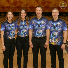 Load image into Gallery viewer, Custom Blue Lightning Thunder Eagle Bowling team shirts For Women, Bowling jersey gift for bowlers NQS11537