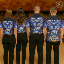 Load image into Gallery viewer, Custom Blue Lightning Thunder Eagle Bowling team shirts For Women, Bowling jersey gift for bowlers NQS11537