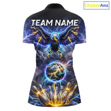 Load image into Gallery viewer, Custom Blue Lightning Thunder Eagle Bowling team shirts For Women, Bowling jersey gift for bowlers NQS11537