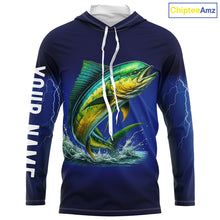 Load image into Gallery viewer, Mahi Mahi Fishing blue lightning 3D All Over printed shirts Customized Name Dorado Fishing apparel NQS314